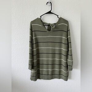 Talbots Olive Striped Sweatshirt